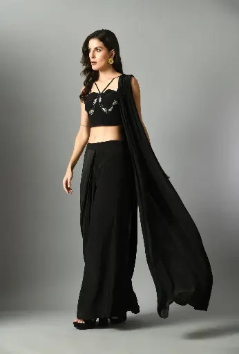 Nur bustier with moonshine pre -draped saree